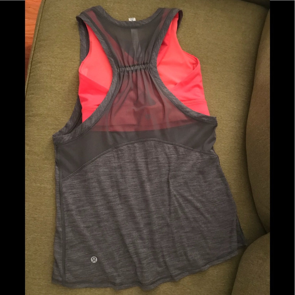 Lululemon Tank Top Grey Pink / Attached Sports bra